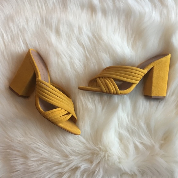 Anthropologie Shoes - Anthropoligie Yellow Suede Raphaella Booz Mules 37